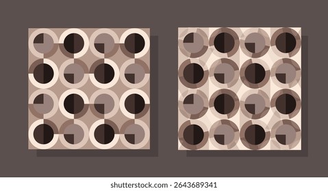 Pair of trendy, modern, chic, seamless geometry vector patterns. Geo Backdrop ideas for textile, home decor, gift wrapping, laminates, carpet and rugs, wall paper, textile. Vector illustration.