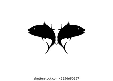 Pair of the Tuna Fish Silhouette, can use for Logo Type, Art Illustration, Pictogram, Website or Graphic Design Element. Vector Illustration