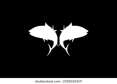 Pair of the Tuna Fish Silhouette, can use for Logo Type, Art Illustration, Pictogram, Website or Graphic Design Element. Vector Illustration
