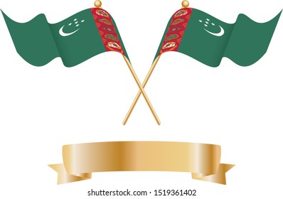 Pair of Turkmenistan flags for celebration.