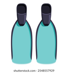 Pair of turquoise diving fins, essential equipment for scuba diving and snorkeling, ensuring effortless underwater propulsion