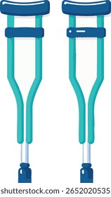 Pair of Turquoise Medical Crutches for Support and Rehabilitation