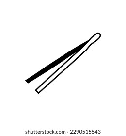 Pair of tweezers on white background