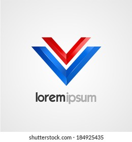 Pair of V symbol vector template. 