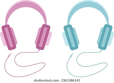 Pair of vector earphones isolated on white background flat style