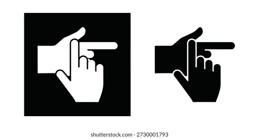 Un par de iconos de Ilustración vectorial con una mano que apunta y hace clic, ideal para el Diseño web interactivo y Elementos de interfaz de usuario.