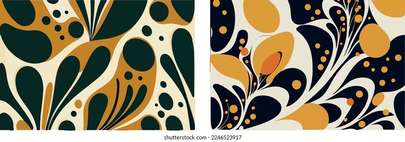 Pair of vector seamless organic color pattern