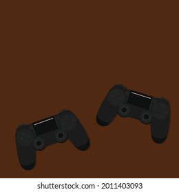 pair of video game joysticks on brown color