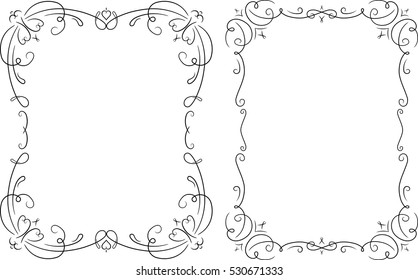 Pair of vintage black frame with empty place for your text or other design, vector illustration greeting card.