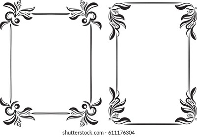 Pair of vintage black frame with empty place for your text or other design, vector illustration greeting card.