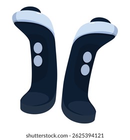 Pair of virtual reality controllers lying on white background