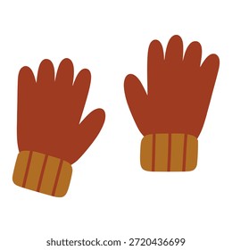 Pair of warm knitted gloves with orange cuffs providing comfort for winter