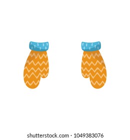 Pair of warm knitted mittens vector Illustration on a white background