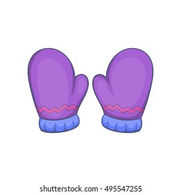 Pair of warm mittens icon in cartoon style isolated on white background vector illustration