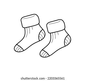 pair warm socks  clothes for home  vector doodle outline hand drawn sketch illustration for print  web  mobile   infographics isolated white background 