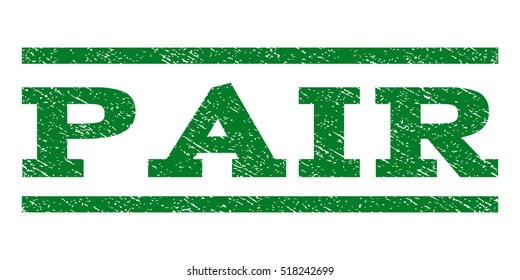 Pair watermark stamp. Text caption between horizontal parallel lines with grunge design style. Rubber seal stamp with dirty texture. Vector green color ink imprint on a white background.