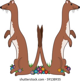 A pair of weasels in the shape of the letter W