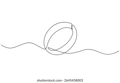 Pair of Wedding ring line art style vector illustration, One line drawing illustration of ring for engagement. Romantic engagement concept continuous line art.