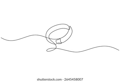 Pair of Wedding ring line art style vector illustration, One line drawing illustration of ring for engagement. Romantic engagement concept continuous line art.