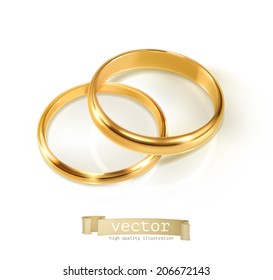 Pair of wedding rings. 3d vector icon