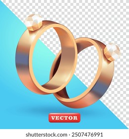 A pair of wedding rings, 3d vector suitable for events and design elements