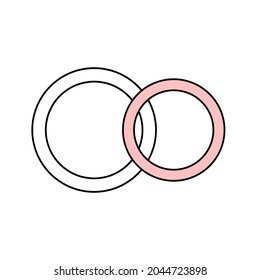 A pair of wedding rings of the bride and groom. Jewelry. simple wedding icon. Doodle vector illustration