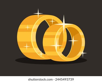 Pair of wedding rings. Two gold rings