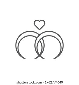 Pair of wedding rings vector icon symbol isolated on white background