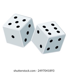 Pair of white dice to gamble or gambling. vector icon for casino apps and websites