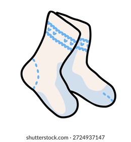 Paar weiße handgemachte Stricksocken