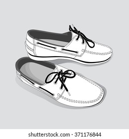 A pair of white men moccasins isolated on white background