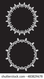 Pair of white round frames on a black background