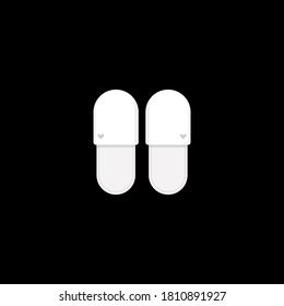 pair of a white slippers on black background, created in flat, can be used as a logo, sign, design element