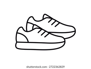 Par de zapatillas blancas con cordones y suela de goma en línea de dibujo para calzado y conceptos de estilo de vida activo