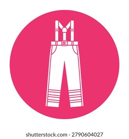A pair of white snowsports pants on a pink background, perfect for winter sports and fashion concepts