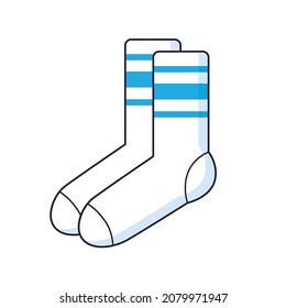 Pair of white socks with blue stripes isolated vector