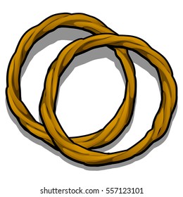 Pair of wicker rings made of rattan isolated on white background. Vector illustration.
