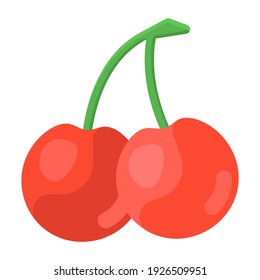 
Pair of wild cherries icon, healthy berries in flat vector 