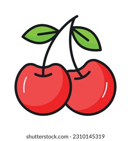 Pareja de cerezas silvestres de estilo moderno, bayas sanas y orgánicas de estilo moderno