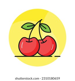 Paar Wildkirschen im modernen Stil, gesunde und organische Beeren im trendigen Stil