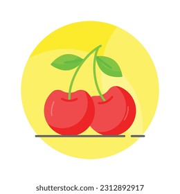 Pair of wild cherries in modern style, healthy and organic berries in trendy style