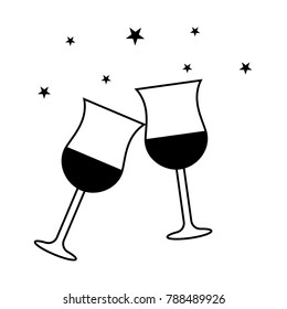 Pair of wine glasses isolated on a white background, vector illustration