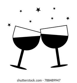 Pair of wine glasses isolated on a white background, vector illustration