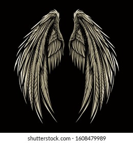 pair of wing vector illustration isolated on dark background