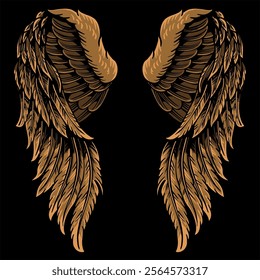 a pair of wings with a combination of gold