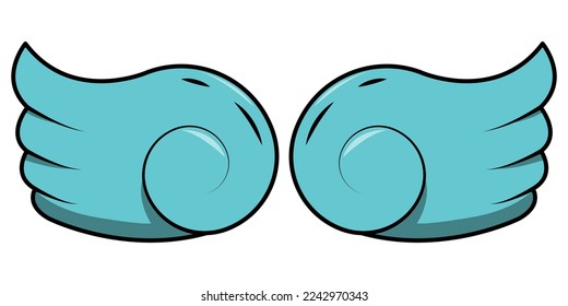 a pair of wings with cute cartoon style
