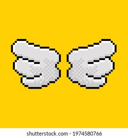 Pair of Wings Flying Chibi Cartoon Set 8bit Pixel Art