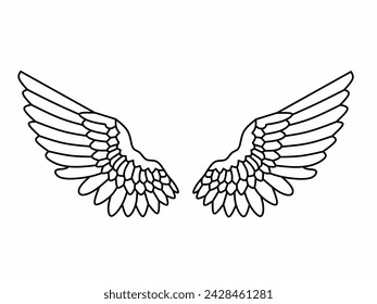 Pair of wings isolated on white background. vector illustration. Spirituality and freedom concept