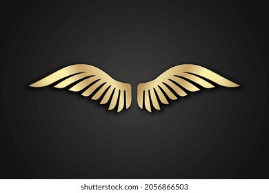 Pair of wings logo, wings logo vector, golden wings design illustration, 