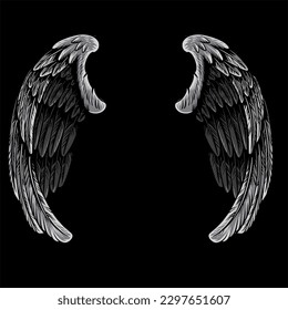 a pair of wings with a silver color combination